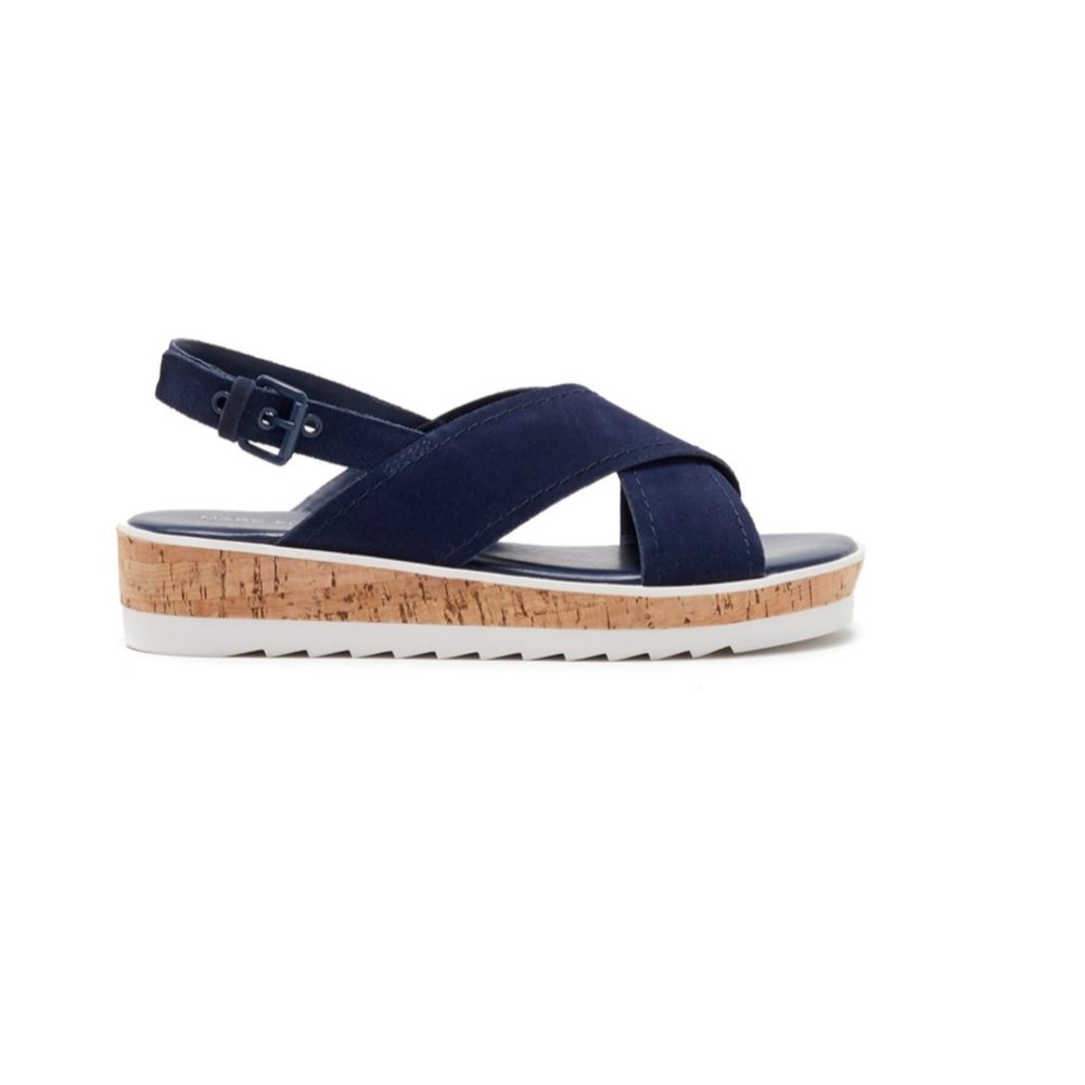 Marc Fisher Glitze Wedge Sport Sandal Navy Blue
